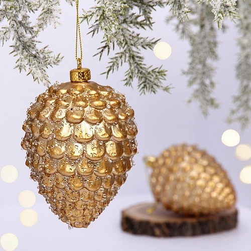 Ёлочные игрушки VERSAILLES "Лесные шишки" 13*8 см (набор 2 шт), Розовое золото