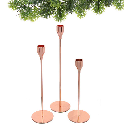 Подсвечники SUNSHINE 22 2732 см (набор 3 шт), Розовое золото_3