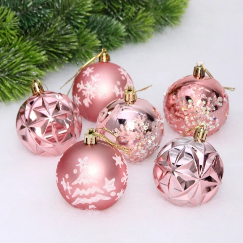 Набор шаров "Вивальди" 6 см (в наборе 6 шт), Розовое золото