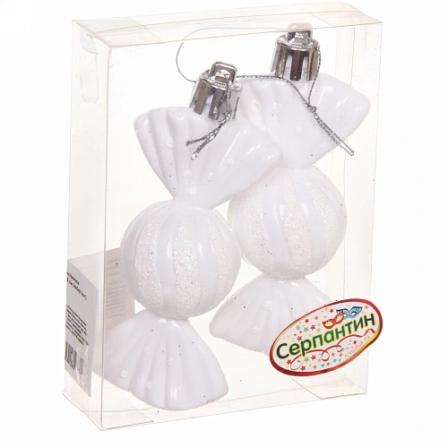 Ёлочные игрушки Таинственное очарование Конфетки 8 см (набор 2шт), белый_3