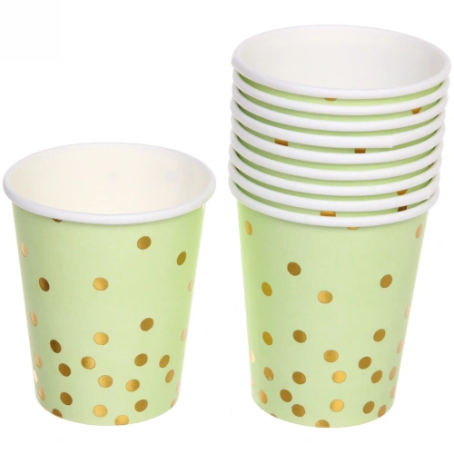Стакан бумажный 0,2л в наборе 10 шт "Конфетти" салатовый