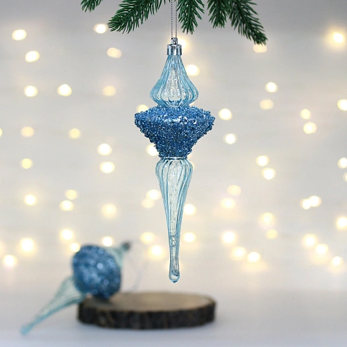Елочные украшения "Сияние" 6*6*19.5 см (набор 2 шт), Голубой