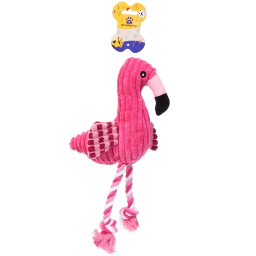 Игрушка для собак средних и малых пород "ЗООГРАД", фламинго с канатами, с пищалкой, 35*16см (лейбл)