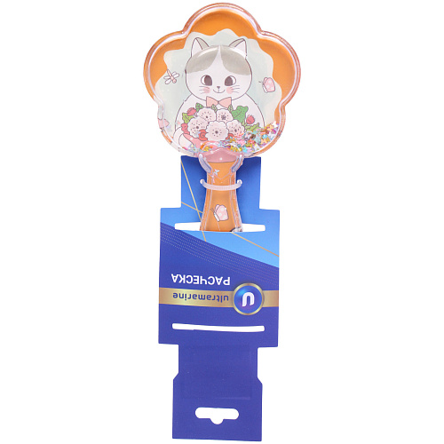 Расческа массажная детская ФРАТТИ БУМ, кошечка Райка, форма цветочек, 17,58см (блистер Ультрамарин)_6