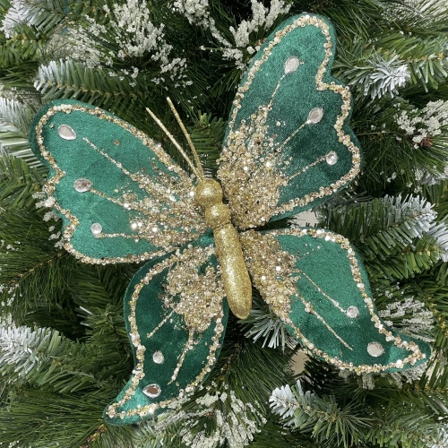Украшение новогоднее "Искристая бабочка" 19*19 см, Изумруд