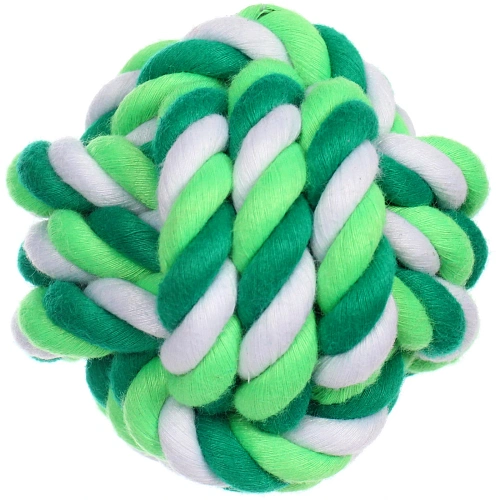 Игрушка - мячик для собак средних и мелких пород "КАНАТНЫЙ ИГРУЛИК", мультицвет, d-7см (лейбл)