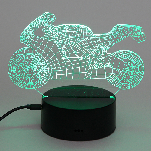 Светильник ночник 3D-Мотоцикл на пластиковой подставке, с включателем USB_6