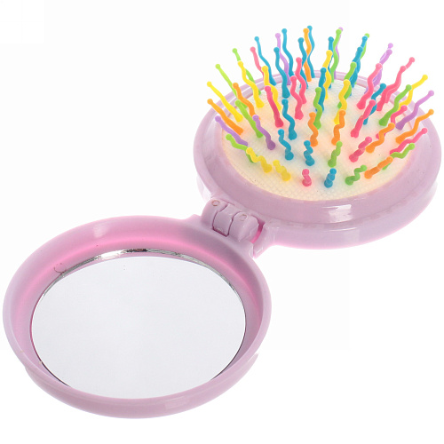 Расческа массажная складная Barbariska с зеркалом, русалочка, цвет фиолетовый, d-7см_6