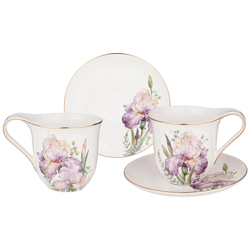 Чайный набор 4 предмета "IRISES"(2 кружки 275мл+2 блюдца) 