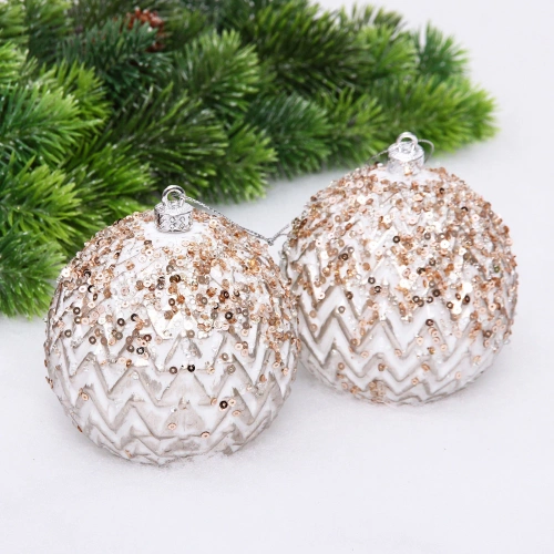 Новогодние шары VERSAILLES "Кассиопея" 10 см (набор 2 шт), Шампань
