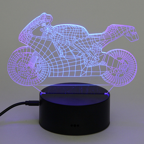Светильник ночник 3D-Мотоцикл на пластиковой подставке, с включателем USB_7