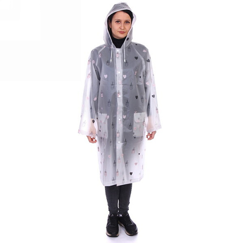 Дождевик-плащ 120 Мкрн 11565см Единороги с капюшоном и завязками, на кнопках, р-р M ДоброСад_11