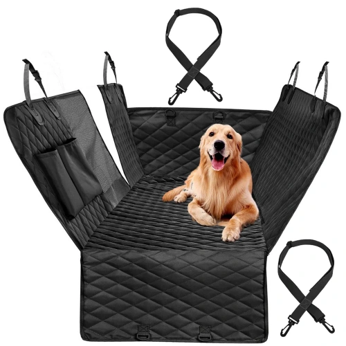 Автогамак для перевозки животных "Место Бро", цвет черный, влагозащ. ткань, ремень для крепл. к ошейнику, 133*140см