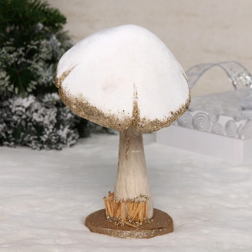 Фигурка новогодняя "Сказочный грибочек" 17*16*26 см, Белый