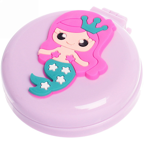 Расческа массажная складная Barbariska с зеркалом, русалочка, цвет фиолетовый, d-7см_5