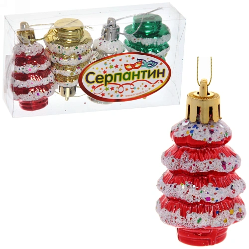 Ёлочные  игрушки, набор 4шт, 635см Ёлочки микс_2