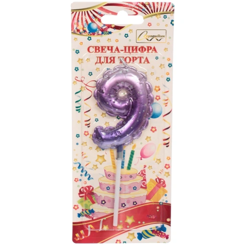 Свеча для торта Цифра Шарик "9" 6*4 см