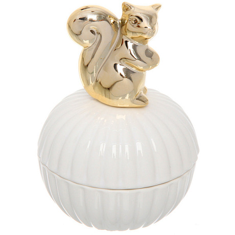 Шкатулка керамическая "GOLD Podarok", белочка, цвет белый, 11*9*3см (в инд. коробке)
