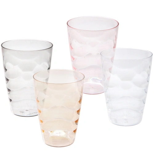 Стакан пластиковый 500мл "Волна" в наборе 4шт, микс цветов