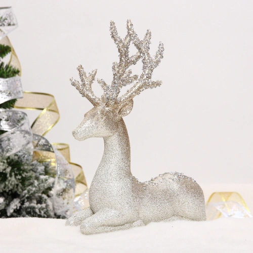 Фигурка новогодняя "Северный олень" 19.5*8*25 см, Белый/шампань