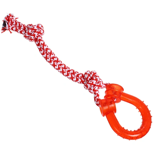 Игрушка - канат для собак мелких и средних пород НЕСКУЧАЙКА, цвет красный, 37см  110гр (лейбл)_3