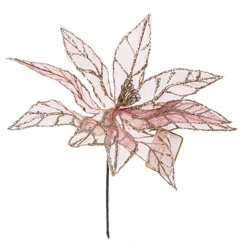 Украшение новогоднее Пуансеттия - Блестящее утро 33 см, Шампань_4