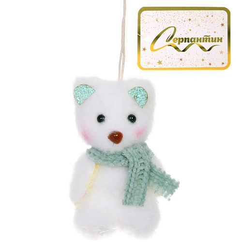 Подвеска Медвежонок в шарфике 8 см, Зеленый_4