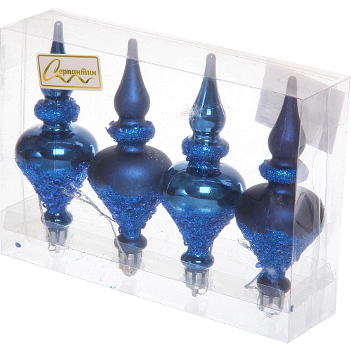 Елочные украшения Glamour 10 см (набор 4 шт), Сапфир_3