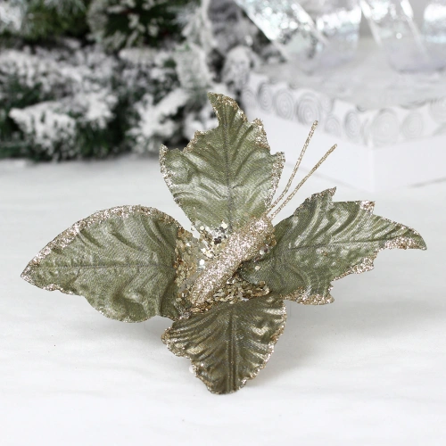 Украшение новогоднее "Волшебная бабочка" 24*14 см, Изумруд/шампань