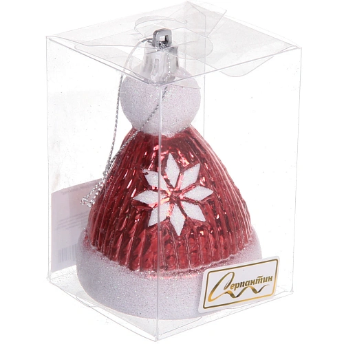 Ёлочная игрушка Новогодняя шапочка 6,56,59,5 см, красный_8