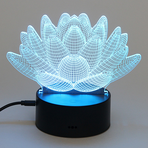 Светильник ночник 3D-Лотос на пластиковой подставке, с включателем USB_10
