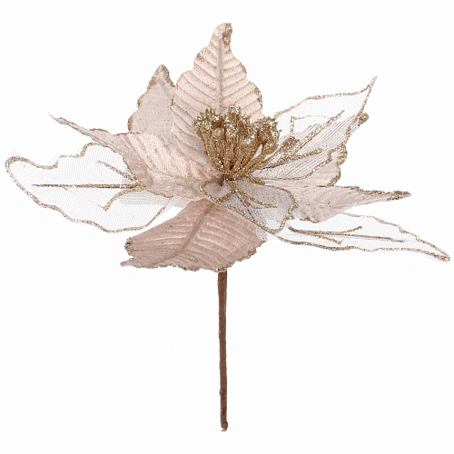 Украшение новогоднее Пуансеттия - Шарм 25 см, БелыйШампань_3