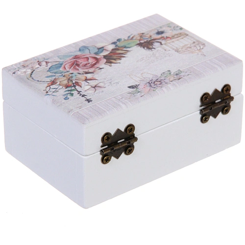 Шкатулка деревянная с зеркалом МАРЦИПАН, нежные лепестки роз, 95655см (в коробке)_4