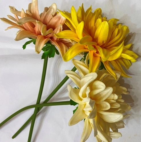 Цветы искусственные "Natur" 34см Хризантемы 3шт персиковые