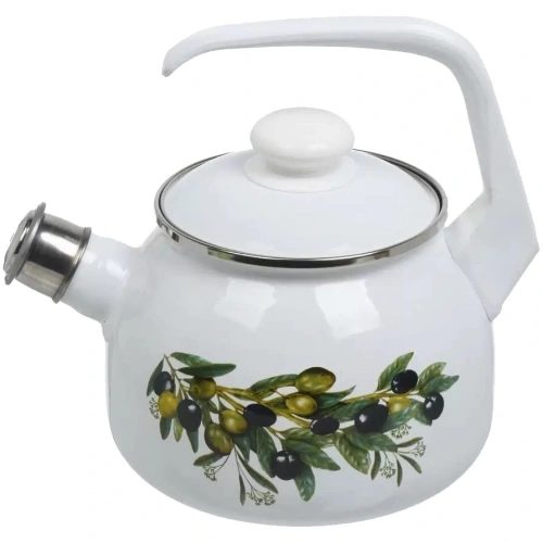 Чайник эмалированный 2,5л "Оливковая ветвь" со свистком С-2711АП/4
