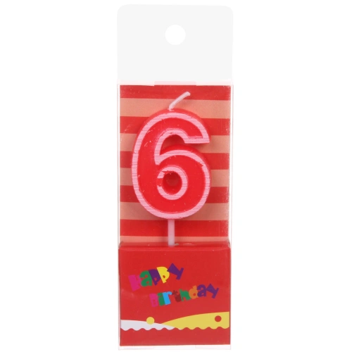 Свеча для торта Цифра Яркий праздник "6" 7,5 см