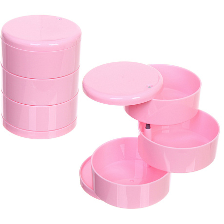 Органайзер для хранения "МАРЦИПАН", цвет пудровый, три отделения, 10.5*13см (упаковка коробка)