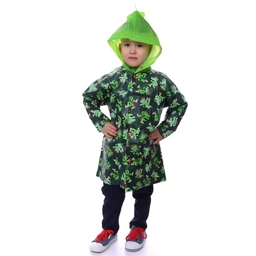 Дождевик-плащ детский Волшебные звери-Заводной крокодил с капюшоном, на кнопках, размер M(5742см) ДоброСад_9