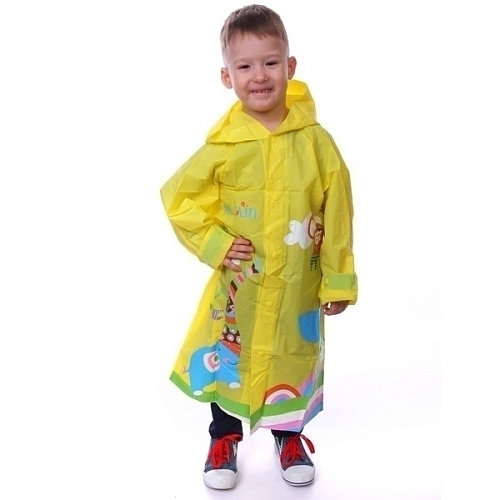 Дождевик-плащ детский Веселые приключения-Слоник с капюшоном,регулирманжет, цвет желтый, размер L(7852см) ДоброСад_7