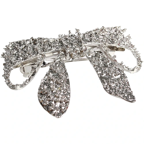 Заколка-автомат для волос AKS - DesignPRO, бантик, цвет золото и хром, 6,34см_3