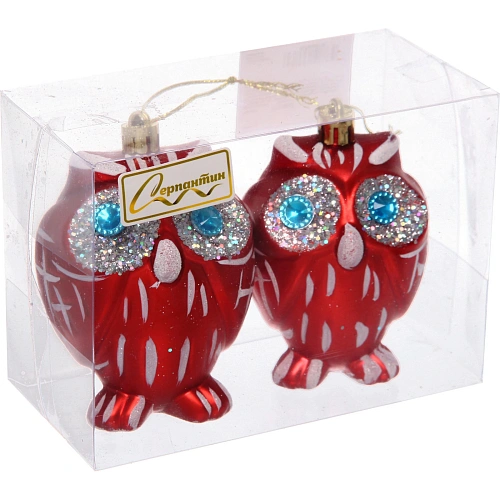 Елочные игрушки Brilliant Owl 8 см (набор 2 шт), Красный_5