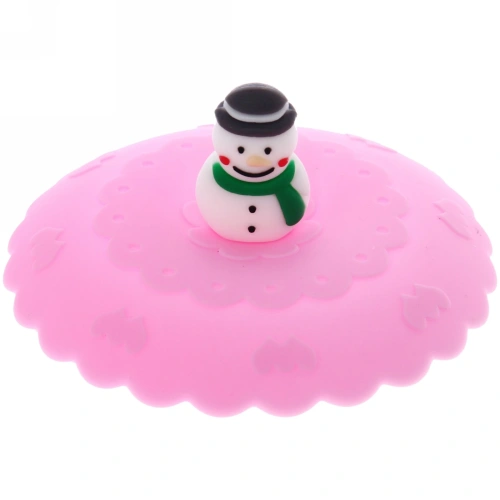 Крышка силиконовая для кружки 10см "Снеговик в шляпе"