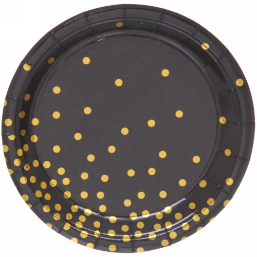 Тарелка бумажная 18 см в наборе 10 шт "Конфетти" черная