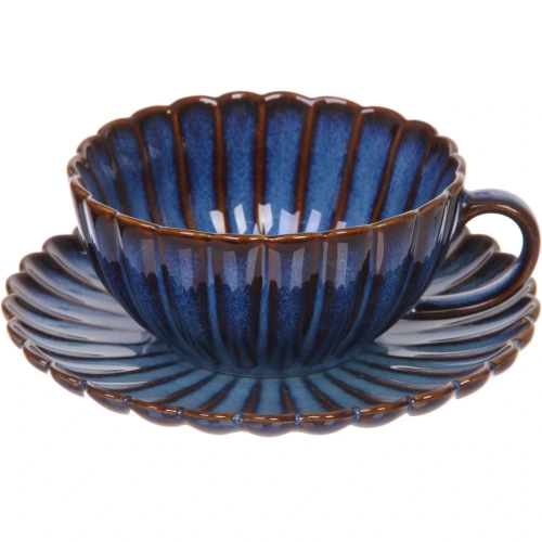 Чайная пара "Верона" (кружка 230мл, блюдце) ромашка синяя